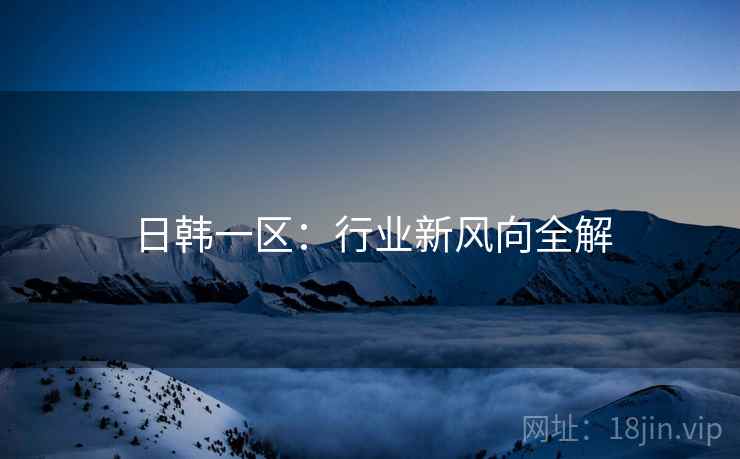 日韩一区：行业新风向全解  第2张